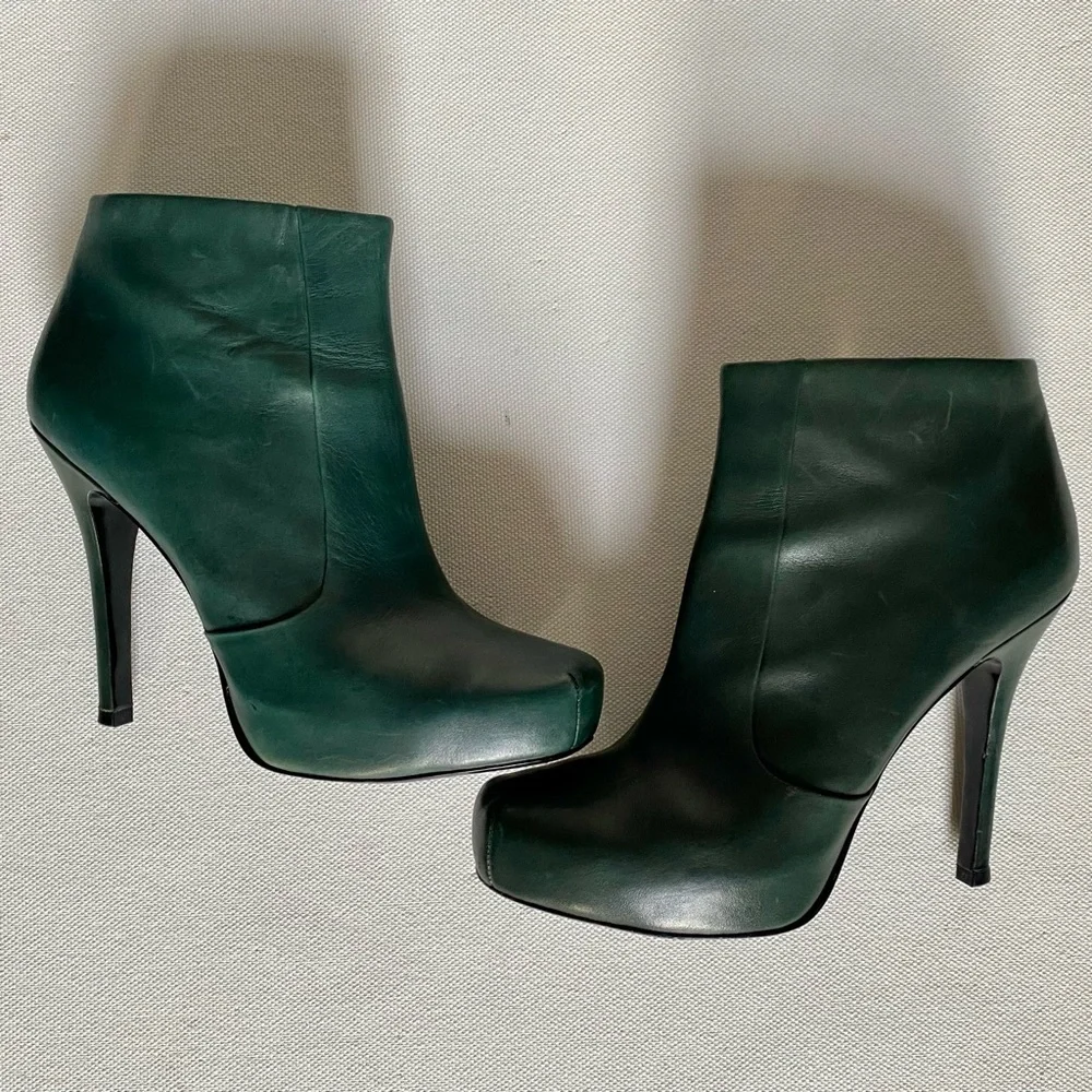 House of Harlow HoH “Leslie” Dark Green Boho leather Booties. - Picture 1 of 9